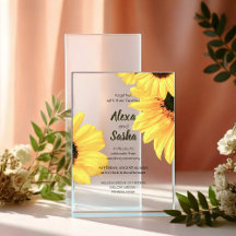 Faire-part de mariage aux tournesols à l'aquarelle