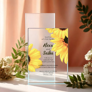 Faire-part de mariage aux tournesols à l'aquarelle