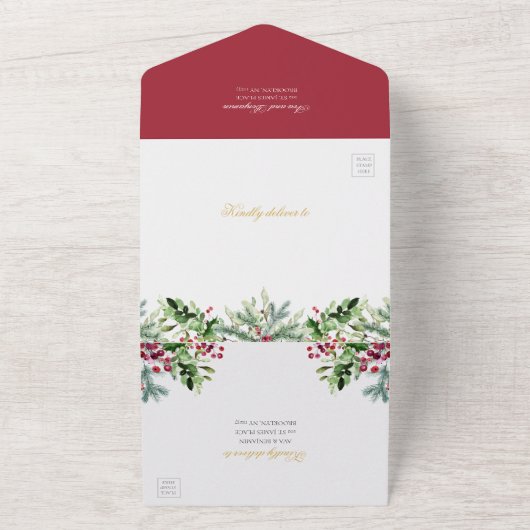 Faire-part de mariage Ava Winter Berries avec RSVP (Dehors)