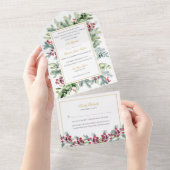 Faire-part de mariage Ava Winter Berries avec RSVP (Déchirure)