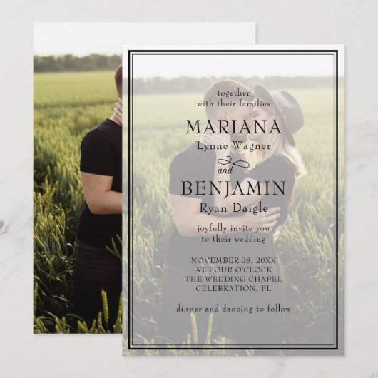 Faire-part de mariage avec 2 photos moderne (Devant / Derrière)