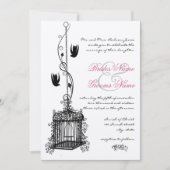 Faire-part de mariage avec accents rouges de cage (Devant)