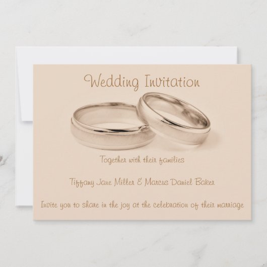Faire-part de mariage avec anneaux mariages (Devant)
