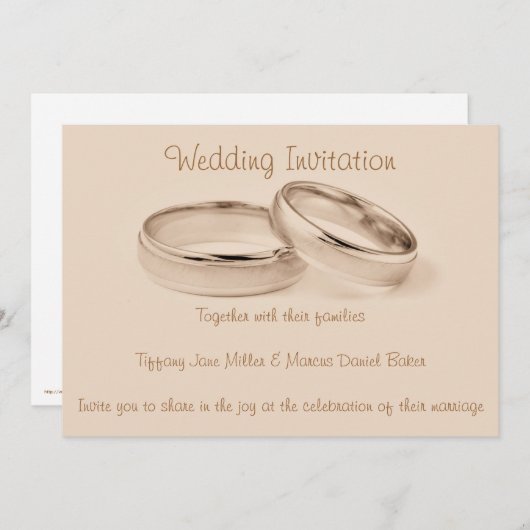 Faire-part de mariage avec anneaux mariages (Devant / Derrière)
