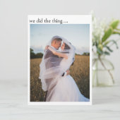 Faire-part de mariage avec annonce de fuite en amo (Debout devant)