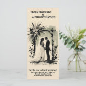 Faire-part de mariage avec arche bohème avec marié (Debout devant)