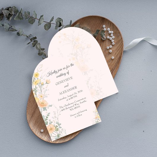 Faire-part de mariage avec arche de fleurs sauvage