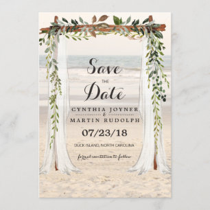 Faire-part de mariage avec arche de plage