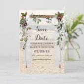 Faire-part de mariage avec arche de plage (Debout devant)