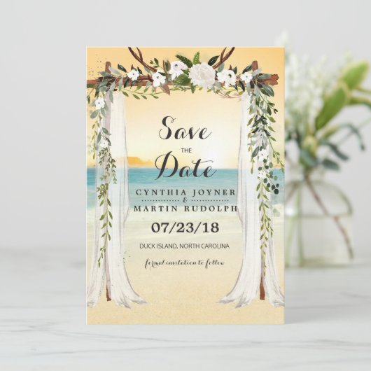 Faire-part de mariage avec Arche de Plage (Debout devant)