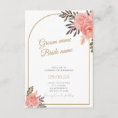 Faire-part de mariage avec arche florale boho or (Devant)