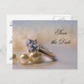 Faire-part de mariage avec bague en diamant et per (Devant / Derrière)