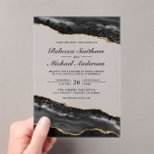 Faire-part de mariage avec bille d'agate noire et (In situ (ordinateur de poche))