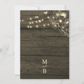 Faire-part de mariage avec bois rustique et guirla (Dos)