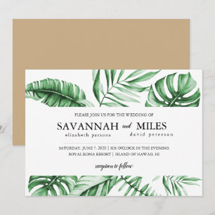 Faire-part de mariage avec bordure de feuille de p