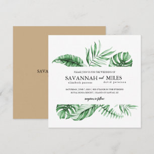 Faire-part de mariage avec bordure de feuille de p