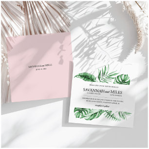 Faire-part de mariage avec bordure de feuille de p