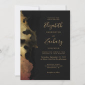 Faire-part de mariage avec bordure d'encre noire e (Devant)