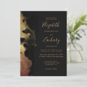 Faire-part de mariage avec bordure d'encre noire e (Debout devant)