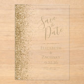 Faire-part de mariage avec bordure pailletée or (Recto)