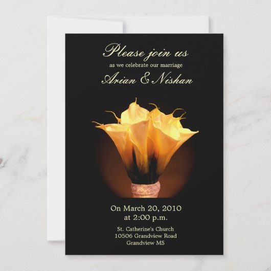 Faire-part de mariage avec bouquet calla lily (Devant)