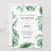 Faire-part de mariage avec cadre de feuille de pal (Devant)