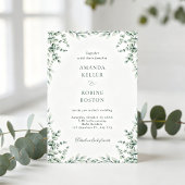 Faire-part de mariage avec cadre de verdure d'euca