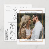 Faire-Part de Mariage avec Cadre Doré Élégant (Devant / Derrière)