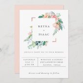 Faire-part de mariage avec cadre floral d'été (Devant / Derrière)