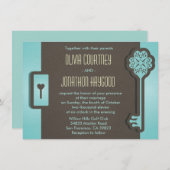 Faire-part de mariage avec clé et serrure squelett (Devant / Derrière)