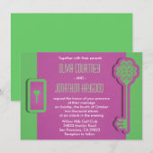 Faire-part de mariage avec clé squelette et serrur (Devant / Derrière)