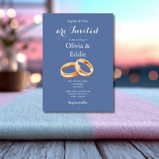 Faire-part de mariage avec code QR Anneaux de mari
