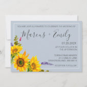 Faire-part de mariage avec code QR bleu et tournes (Devant)