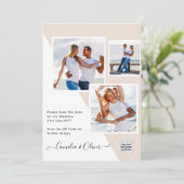 Faire-part de mariage avec code QR Champagne Blush (Debout devant)