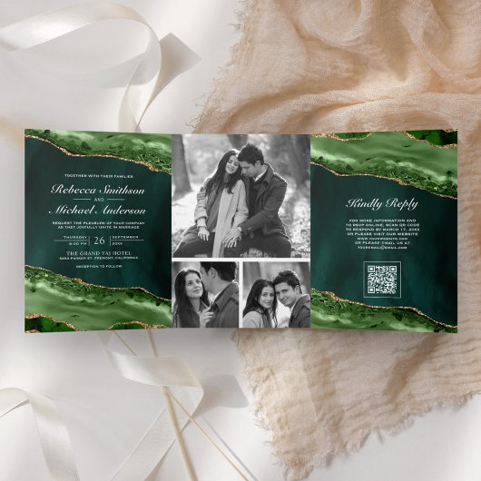 Faire-part de mariage avec code QR Collage Photo A