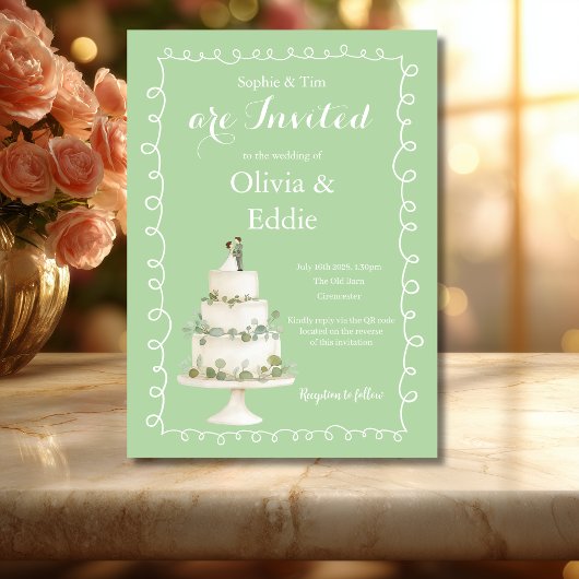 Faire-part de mariage avec code QR de gâteau de ma