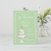 Faire-part de mariage avec code QR de gâteau de ma (Debout devant)