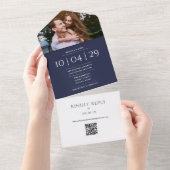 Faire-part de mariage avec code QR de monogramme b (Déchirure)