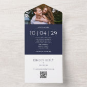 Faire-part de mariage avec code QR de monogramme b (À l'intérieur)