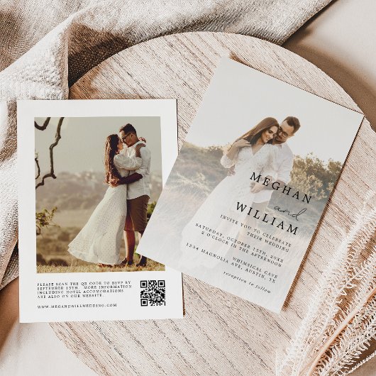 Faire-part de mariage avec code QR de photo rustiq