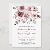 Faire-part de mariage avec code QR de roses roses (Devant)