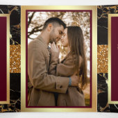 Faire-part de mariage avec code QR en marbre rouge (Intérieur au milieu)