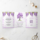 Faire-part de mariage avec code QR et arbre floral (Intérieur)