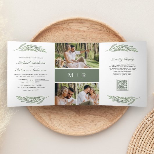 Faire-part de mariage avec code QR et collage de p