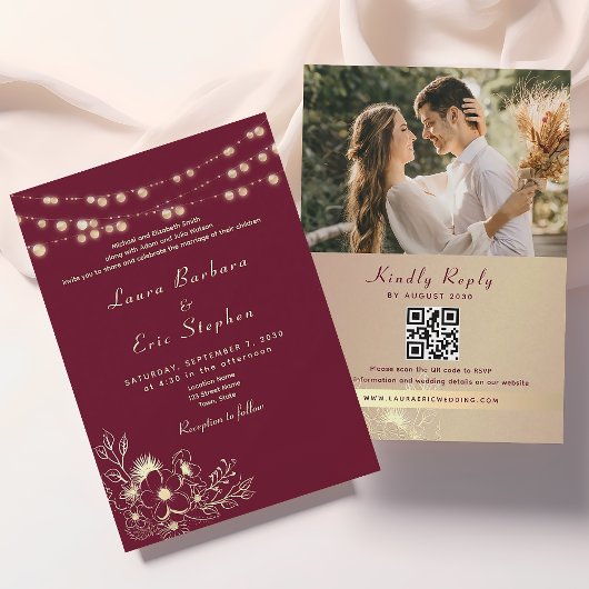 Faire-part de mariage avec code QR et photo en Bou