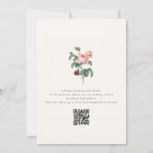Faire-part de mariage avec code QR floral orné vin (Dos)