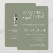 Faire-part de mariage avec code QR, Mariage minima (Devant / Derrière)