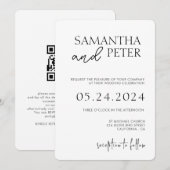 Faire-part de mariage avec code QR, Mariage minima (Devant / Derrière)