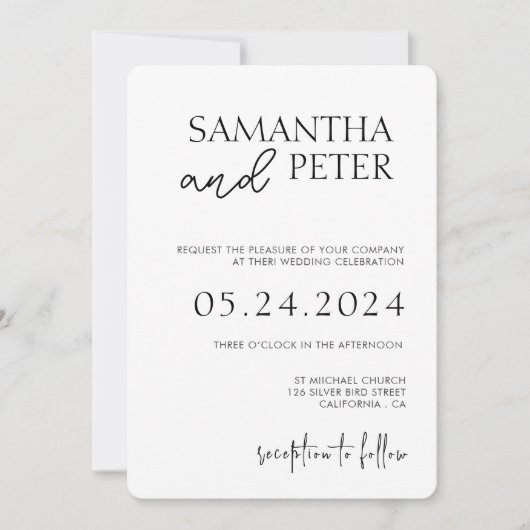 Faire-part de mariage avec code QR, Mariage minima (Devant)