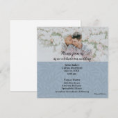 Faire-part de mariage avec code QR photo bleu déco (Devant / Derrière)